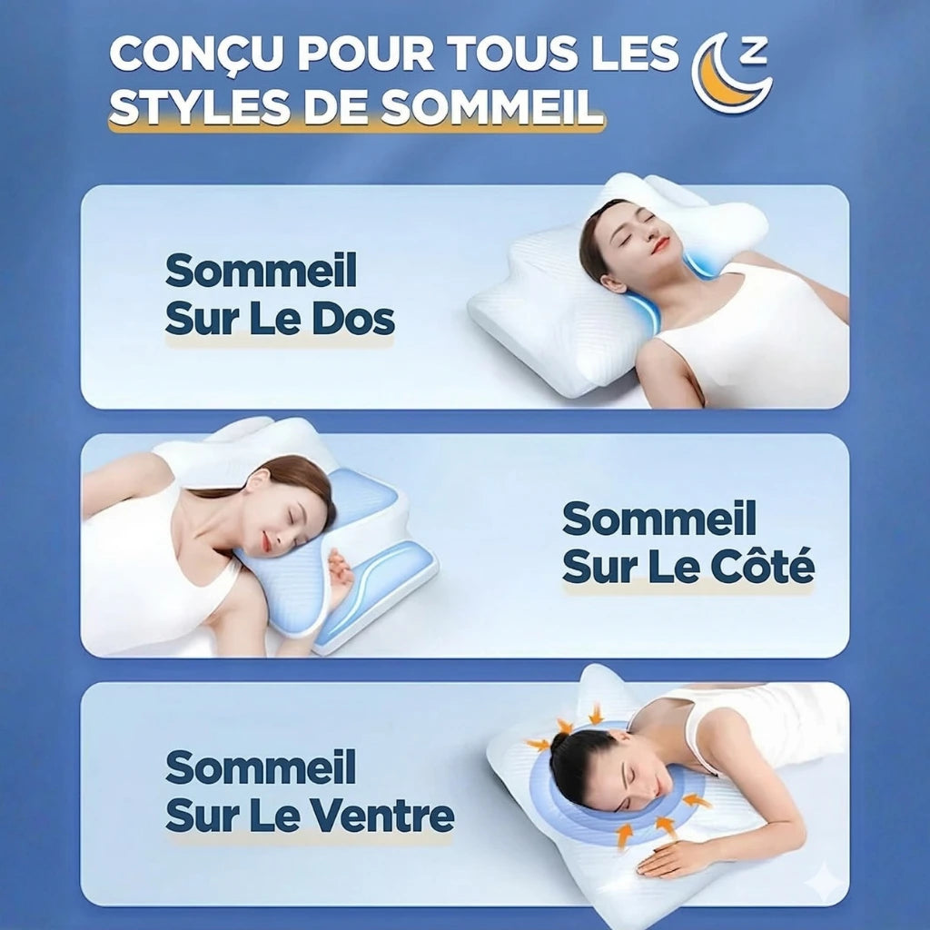 Oreiller ergonomique mémoire de forme – soutien nuque – Somnely Cloud