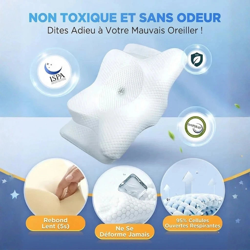 Oreiller ergonomique mémoire de forme – soutien nuque – Somnely Cloud