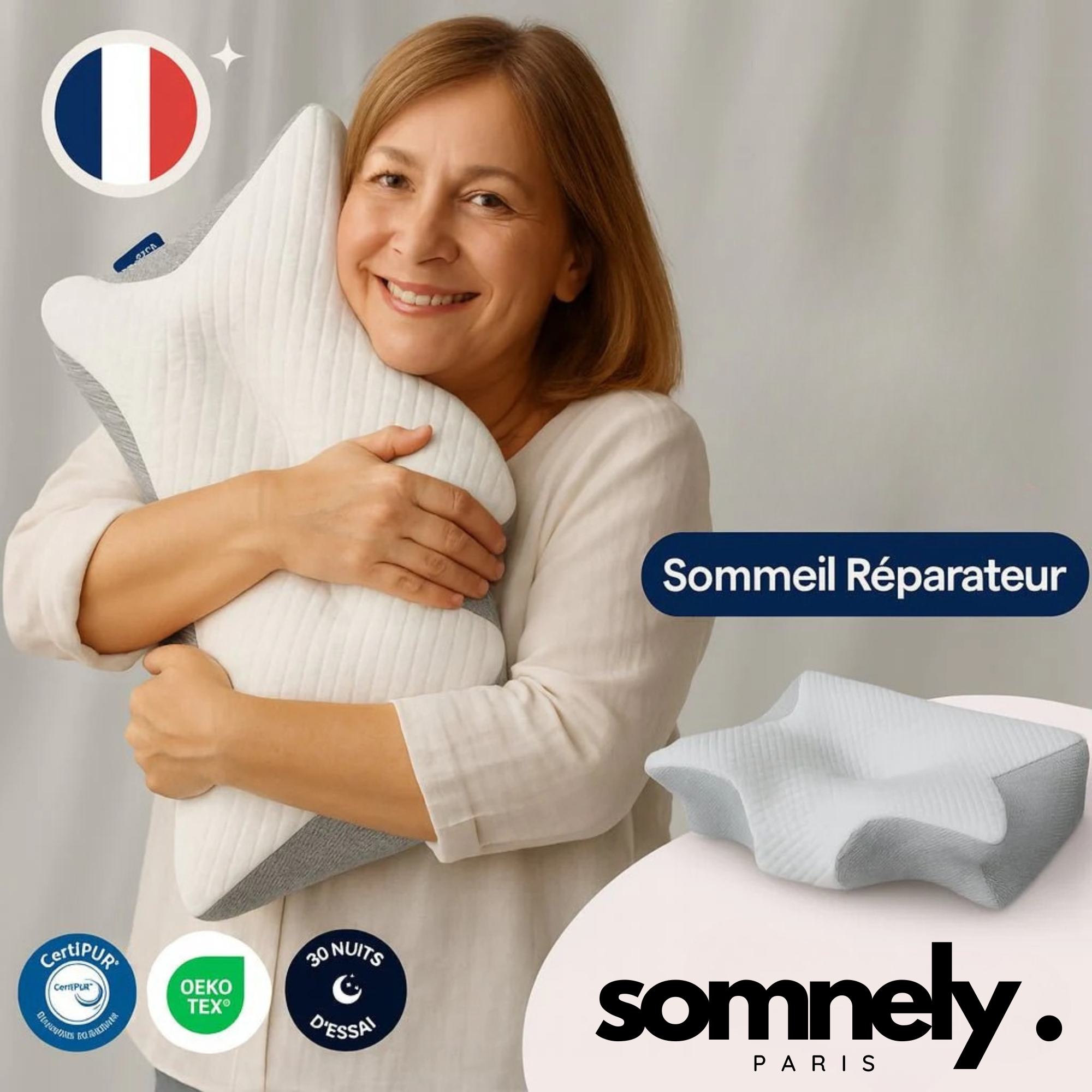 Oreiller ergonomique mémoire de forme – soutien nuque – Somnely Cloud